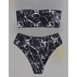 Marble High Waist Bikini Set